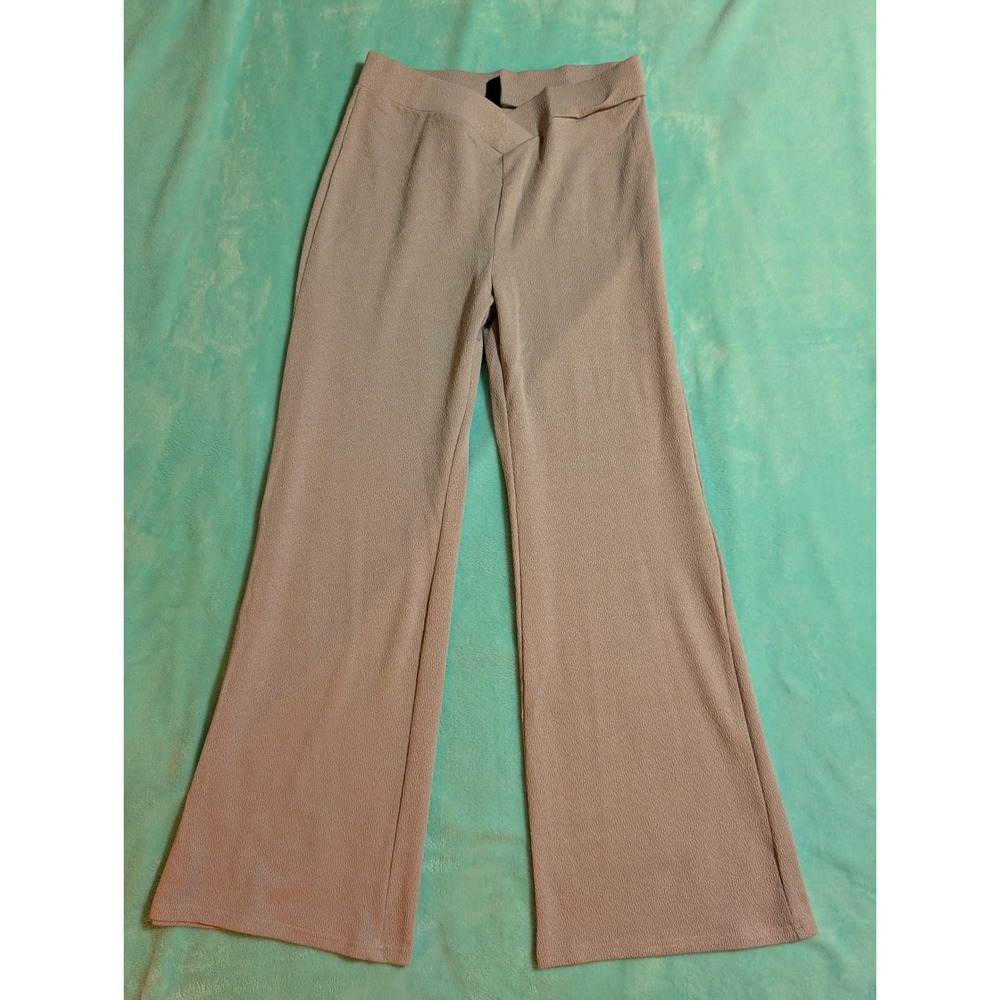 Cider Crossover V-Waist Wide Leg Textured Pants Silver Grey XL Minimalist Y2K